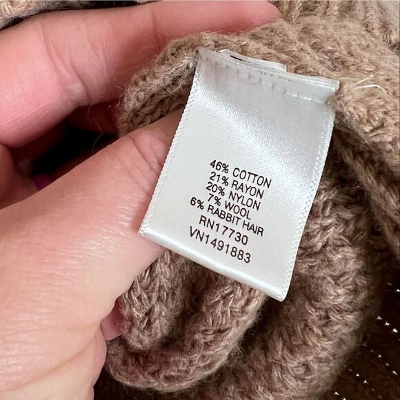 MERONA TAN CASUAL CLASSIC EVERYDAY COTTAGE CORE ROUND NECK KNIT SWEATER SIZE XL - Picture 5 of 5